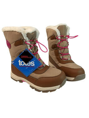 Totes Kids Double Slalom Girls Waterproof Snow Boots Sand Size 4 Med